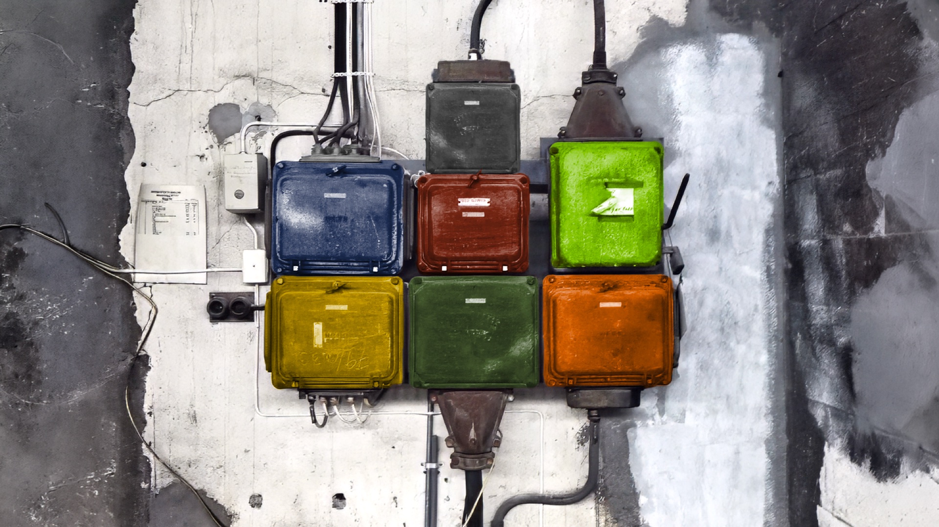 Palette — dyed electrical boxes